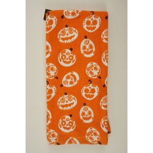 New Set of Two Pumpkin Print Fall Halloween Kitchen Towels Orange Cotton Terry